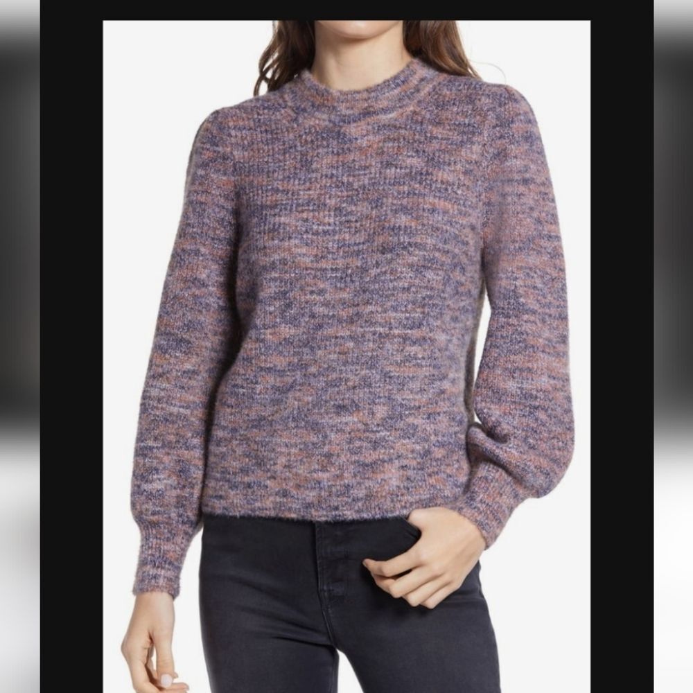 Madewell Sweater Eaton Space Dye Wool Blend Puff Sleeve Women's size sma…
